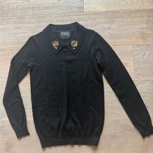 Markus Lupfer Black Sweater with Gold Embellishments